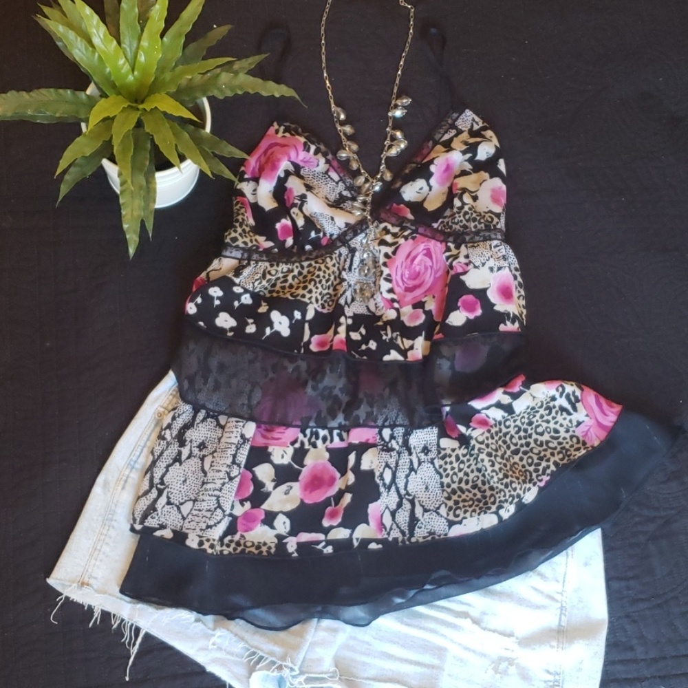Express black and pink layered tank